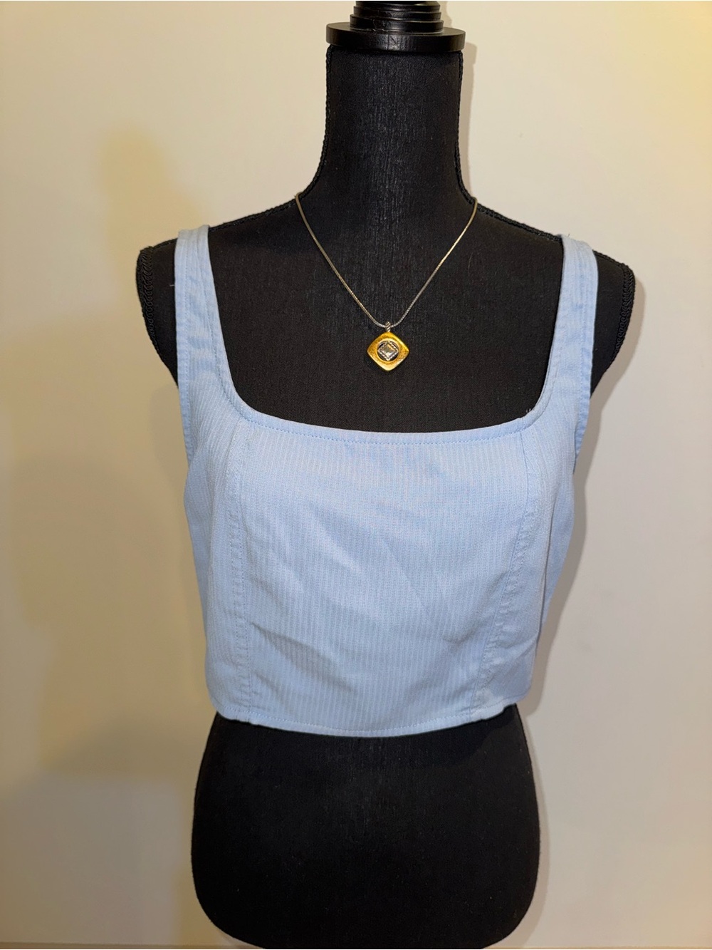 Kendall & Kylie Pastel Blue Square Neck Crop Top